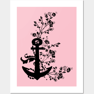 Anchor flowers vintage Posters and Art